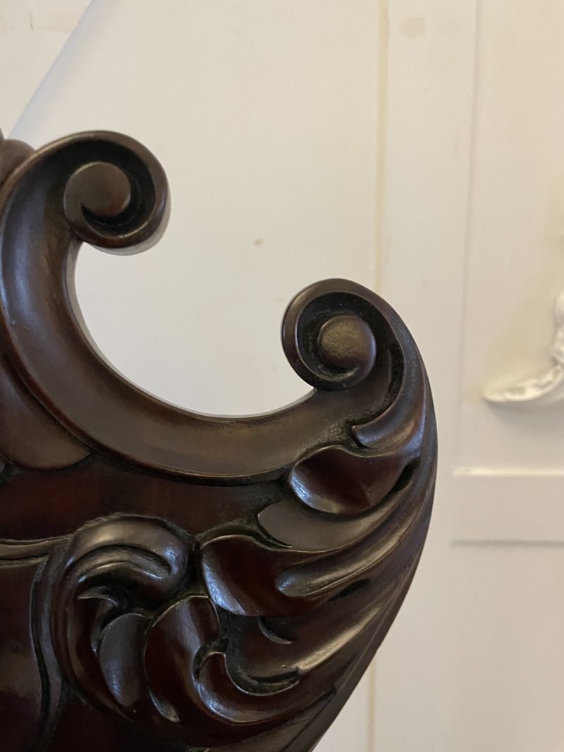 Outstanding Quality Pair of Antique Regency Carved Mahogany Hall Chairs - Image 10